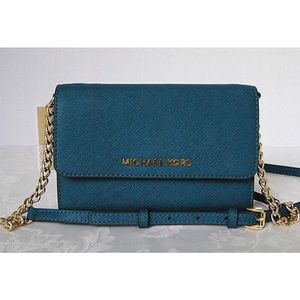 NWT MK Teal Large Jet Set Travel Crossbody Bag